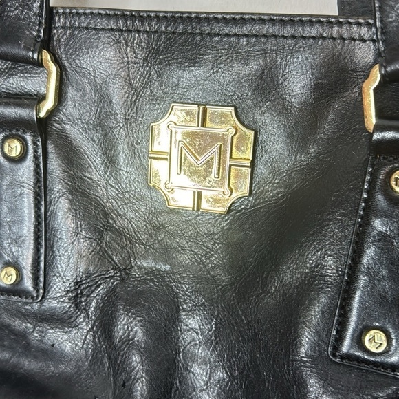 Monet Black Gold Large Satchel As Is Condition - Hole in lining BP6111 - Picture 4 of 14